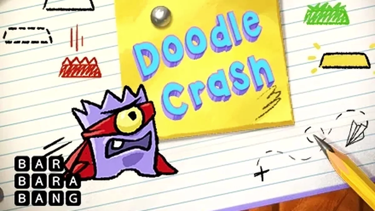 Interface do jogo Doodle Crash com estilo visual de desenho